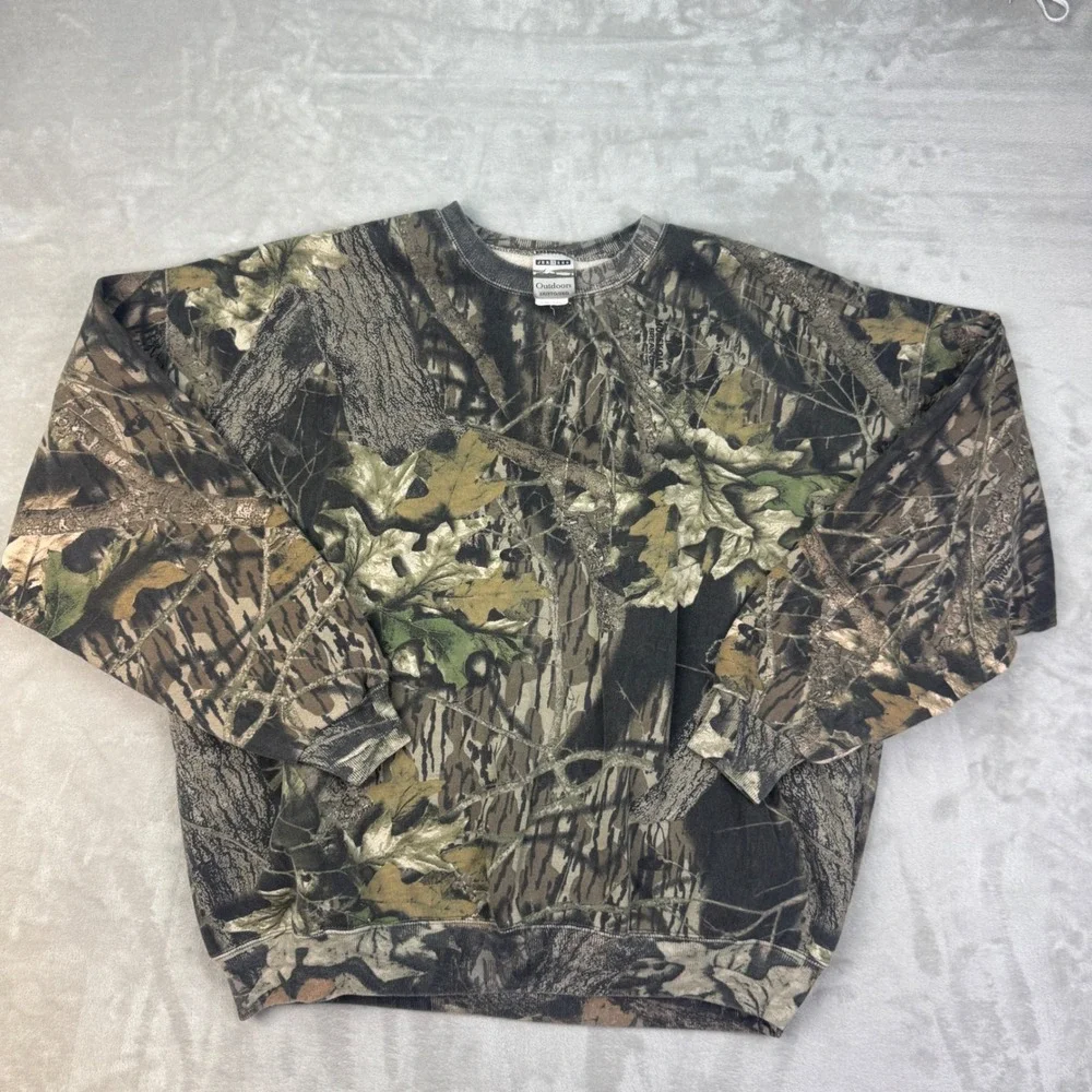 Jerzees Crewneck Mens 3XL Relaxed Camo Vintage 90s Mossy Oak Break Up Sweatshirt